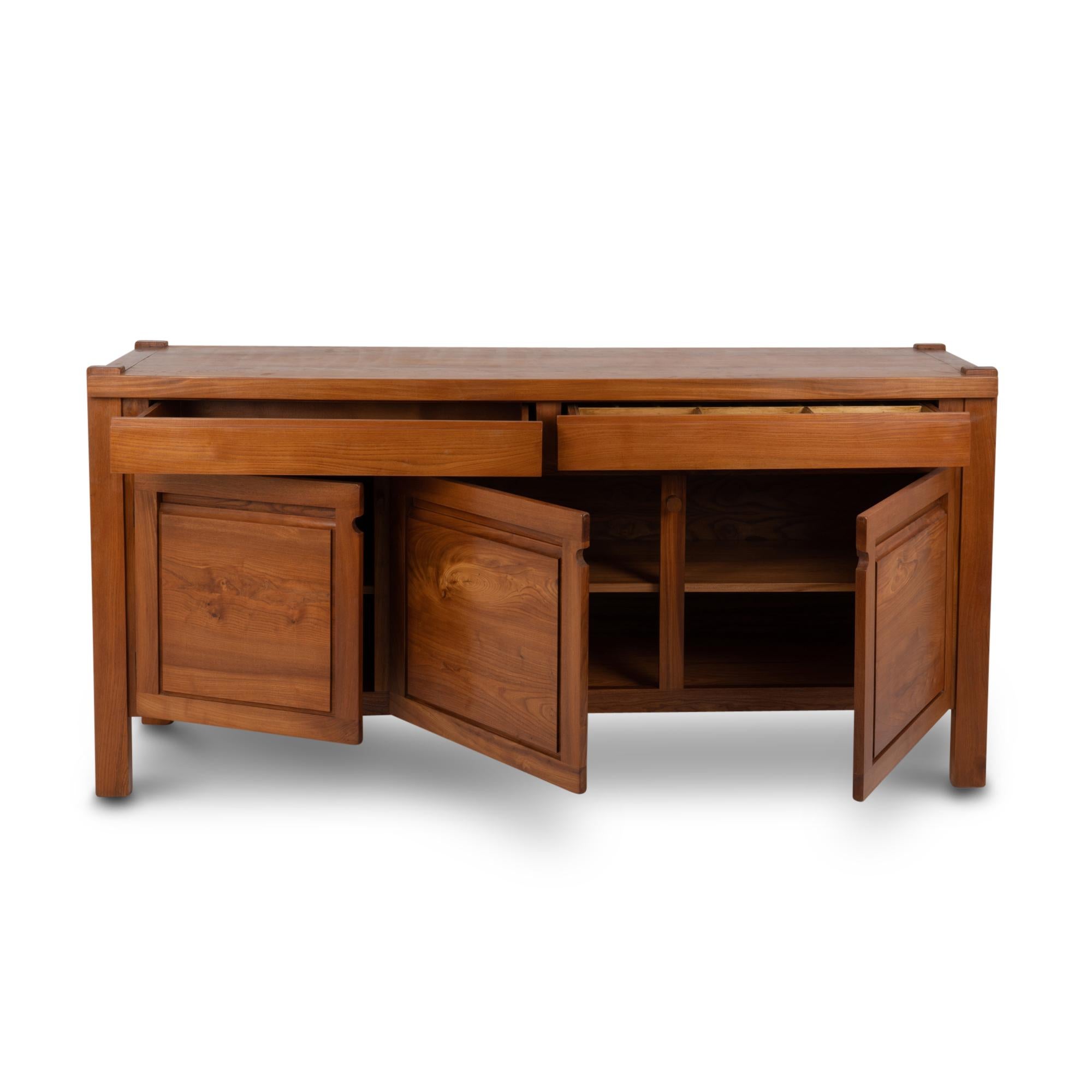 French Maison Seltz, Sideboard in Blond Solid Elm, 1960s For Sale