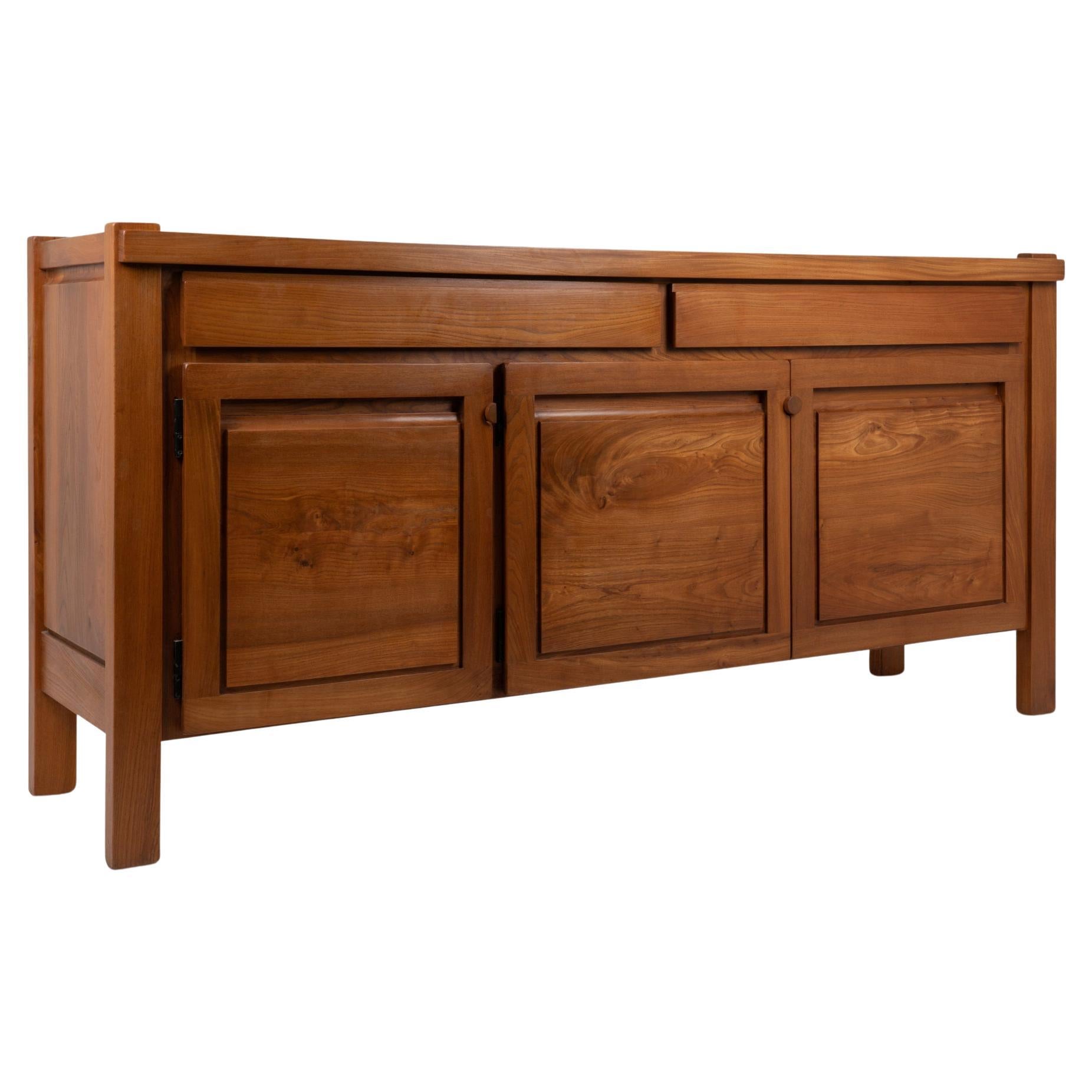 Maison Seltz, Sideboard in Blond Solid Elm, 1960s For Sale
