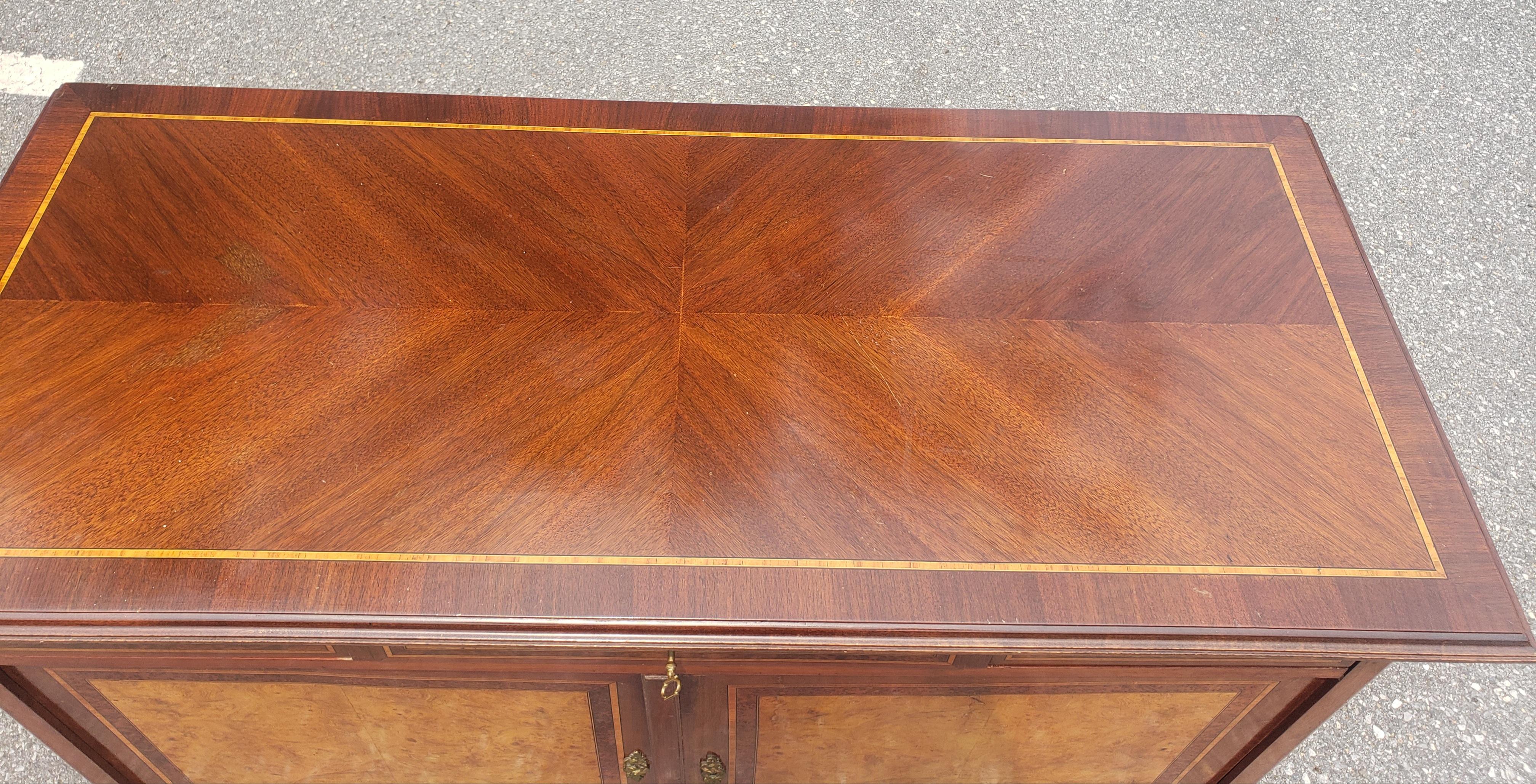 Woodwork Maison Soubrier Louis XV Mixed Woods Burl & Satinwood Marquetry Buffet, C 1920s  For Sale
