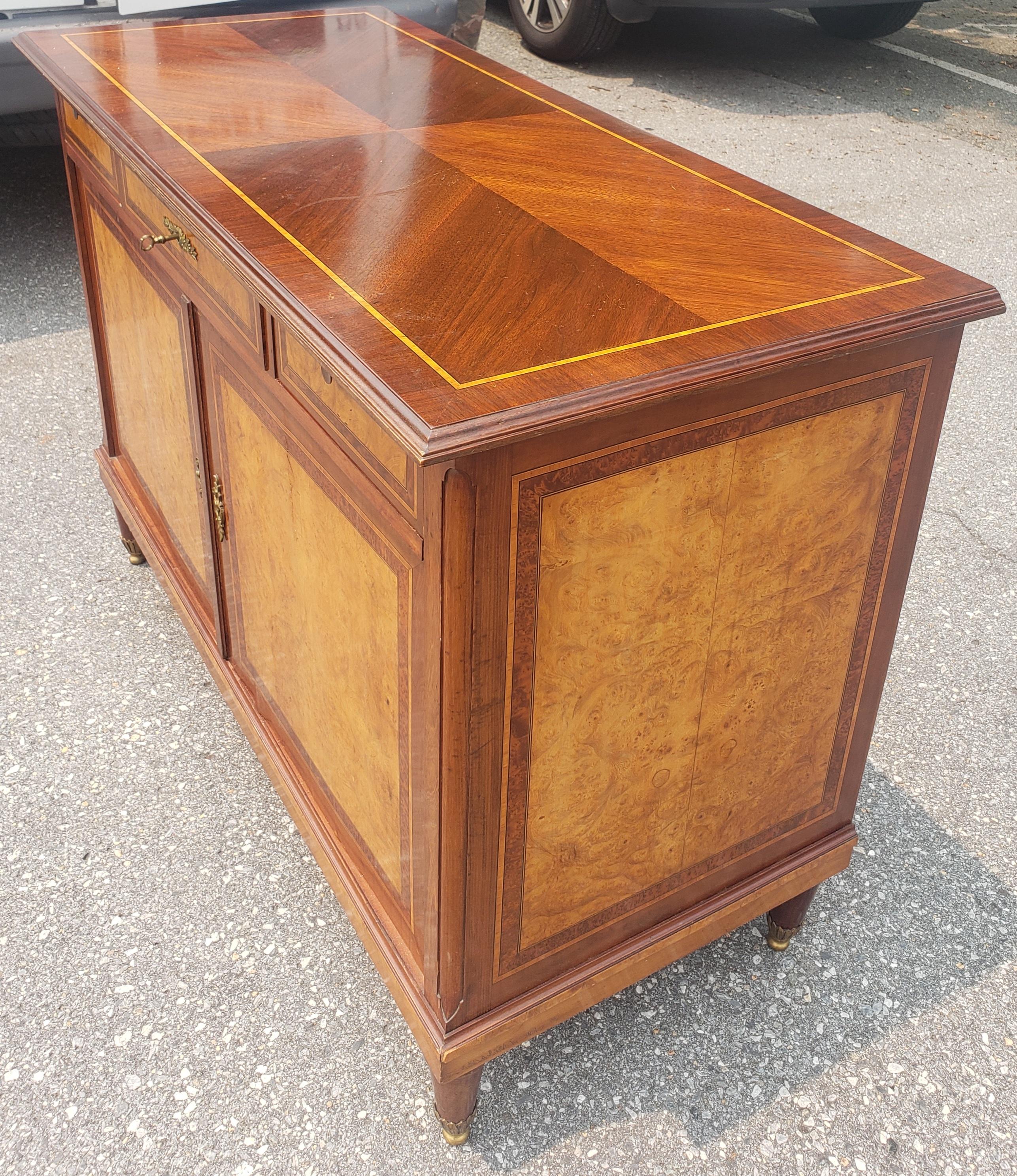 20th Century Maison Soubrier Louis XV Mixed Woods Burl & Satinwood Marquetry Buffet, C 1920s  For Sale
