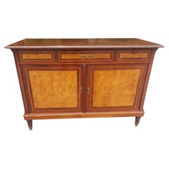 Maison Soubrier Louis XV Mixed Woods Burl & Satinwood Marquetry Buffet, C 1920s 