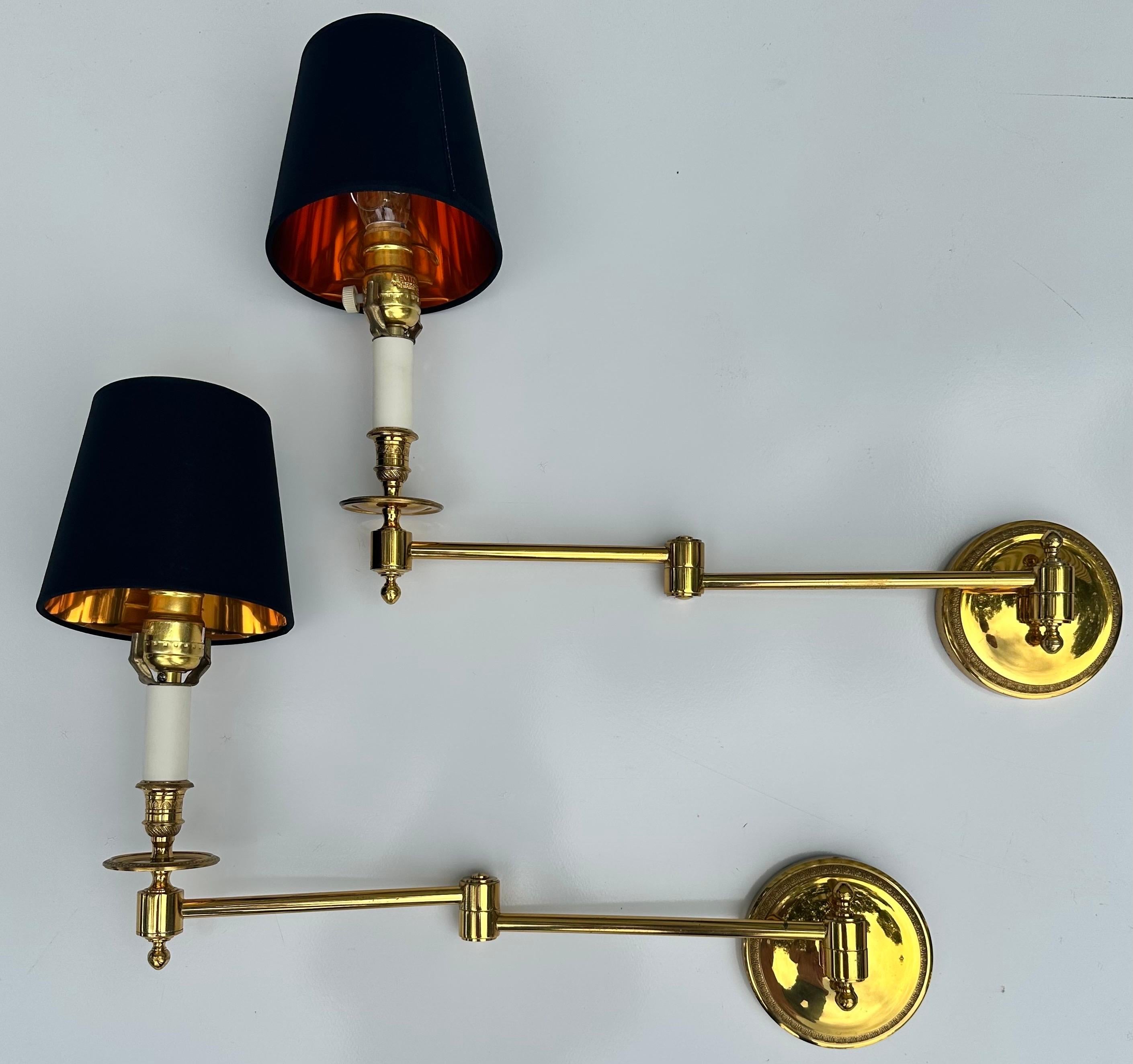 Late 20th Century Maison Tisserand Art & Styles Paris Pair of adjustable Bronze Sconces For Sale