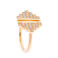 Maison Tjoeng La Azteca 18k Gold and Diamond Flat top Ring