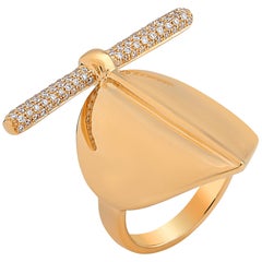 Maison Tjoeng Large Lazarus Polished Gold and Diamond Cocktail Ring