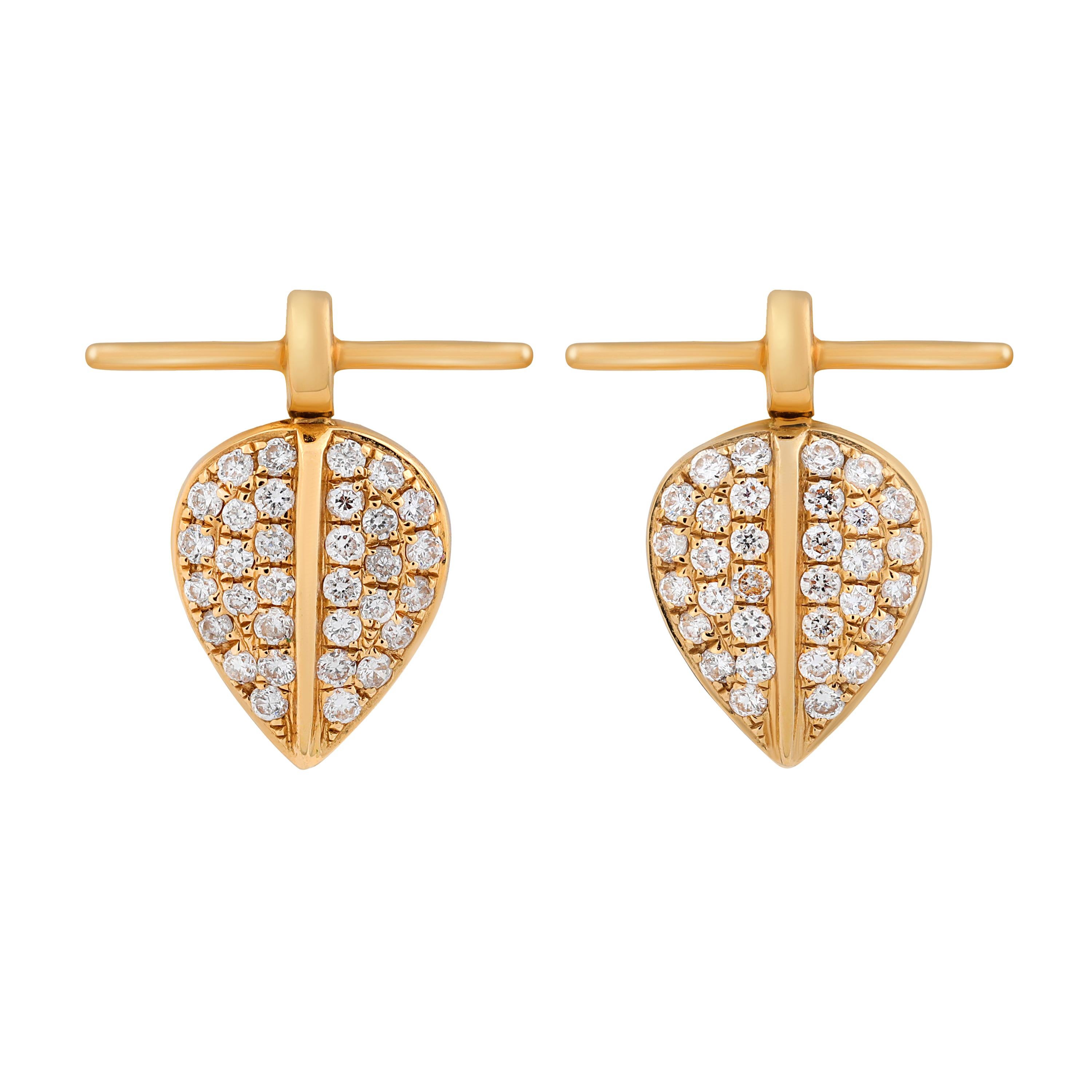Lazarus collection stud earring in 18k Gold and pave set diamonds.
Available in 18k Yellow, White and Rose gold 
2.31 grams gold and 0.31cts diamonds 
Made to order and ships 4-5 weeks from date of purchase