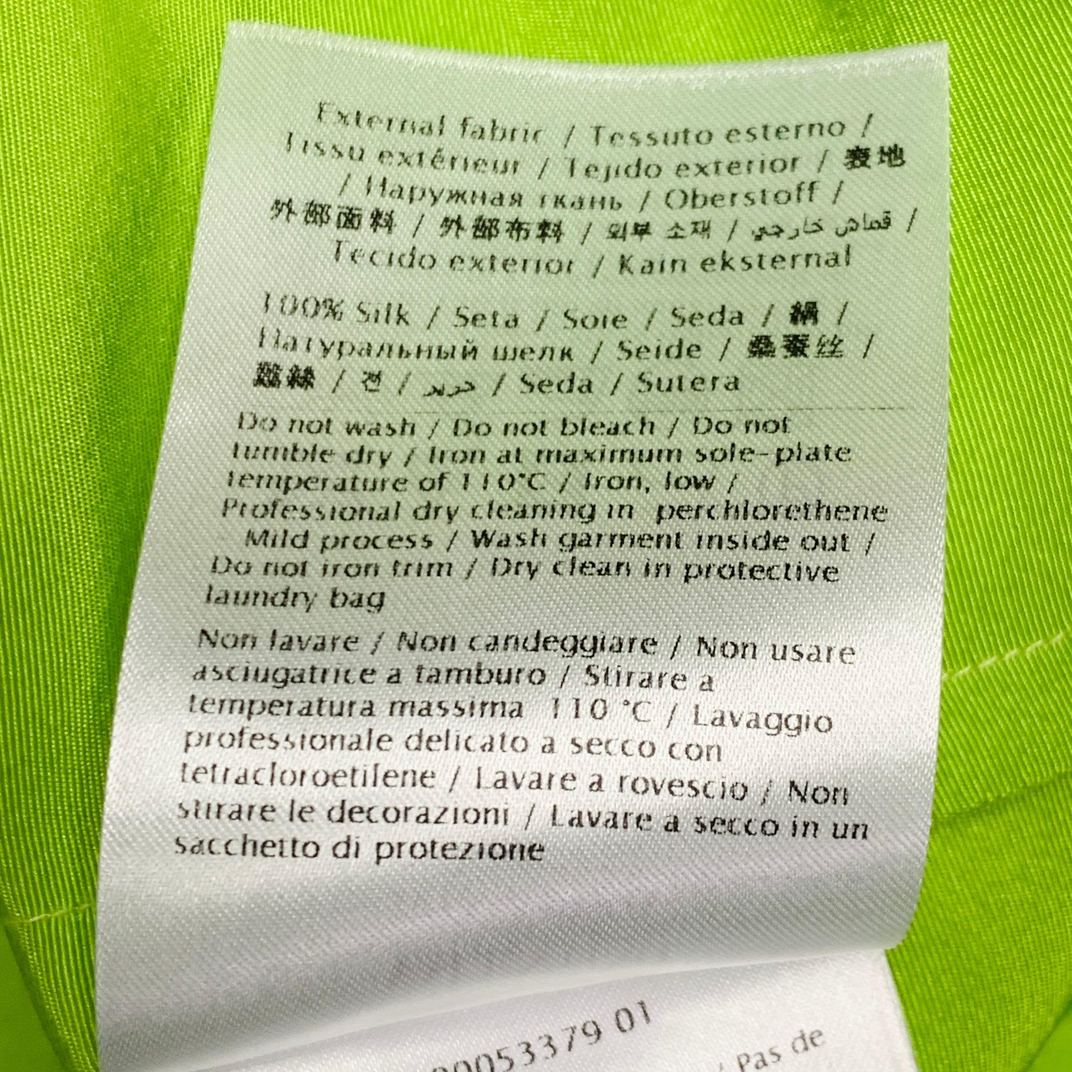MAISON VALENTINO 2022 Size S Neon Green White Silk One Pocket Oversized Camp Shirt en vente 4