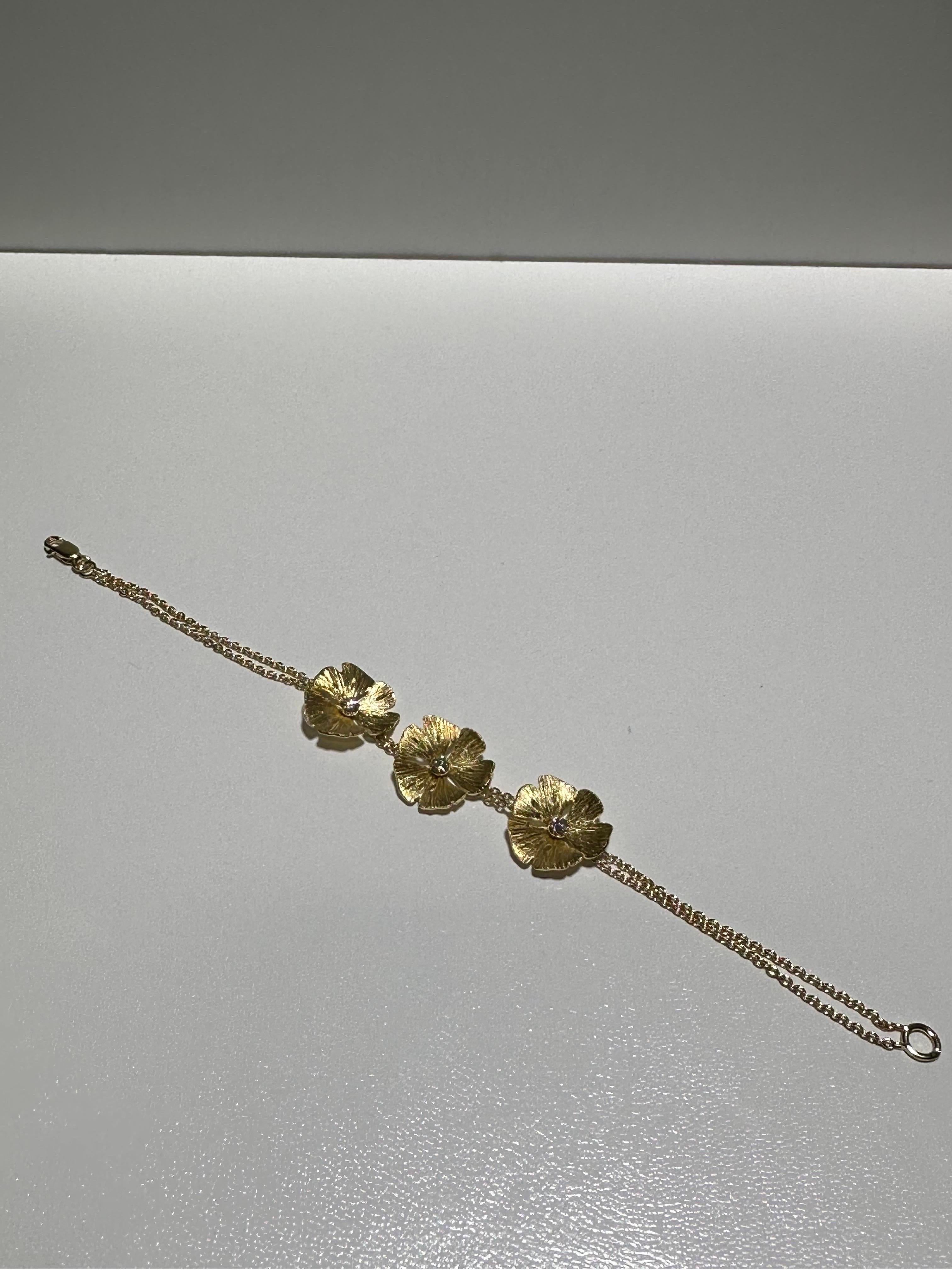 Art nouveau Bracelet à 3 fleurs Ginkgo de la Maison Vever  en vente