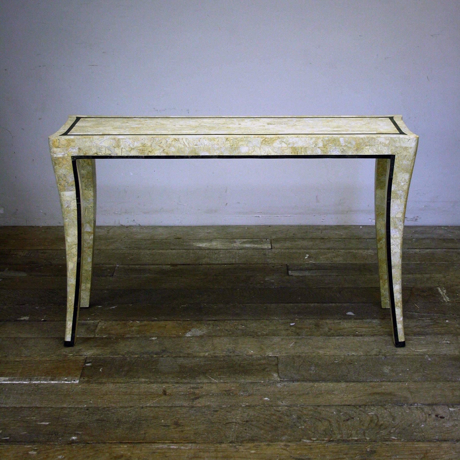 A stunning console table by Maitland and Smith with polished tesselated marble, a real stunning looking piece.