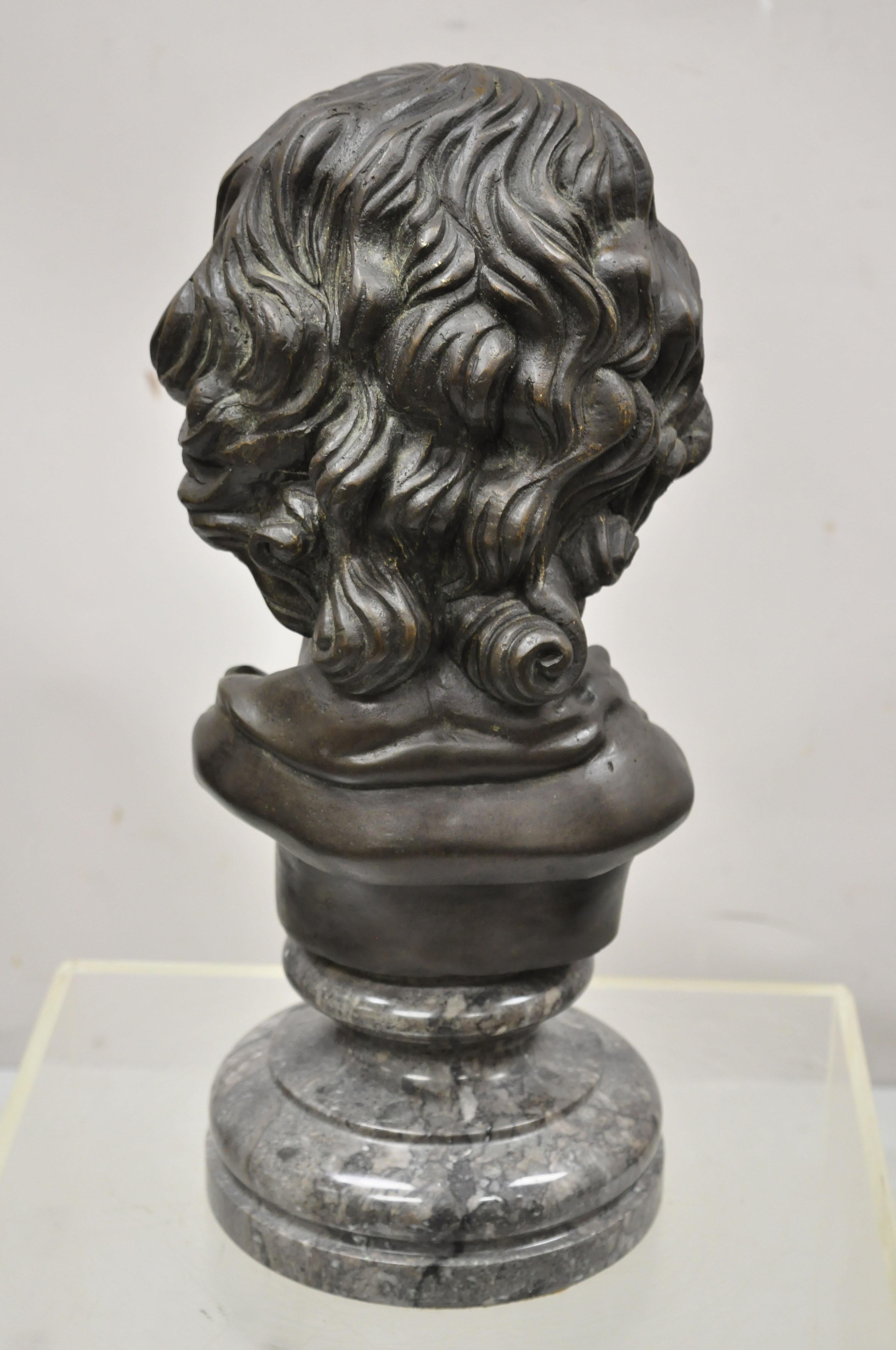 Maitland Smith Bronze Boy Bust Head Victorian Style on Marble Base For Sale 1