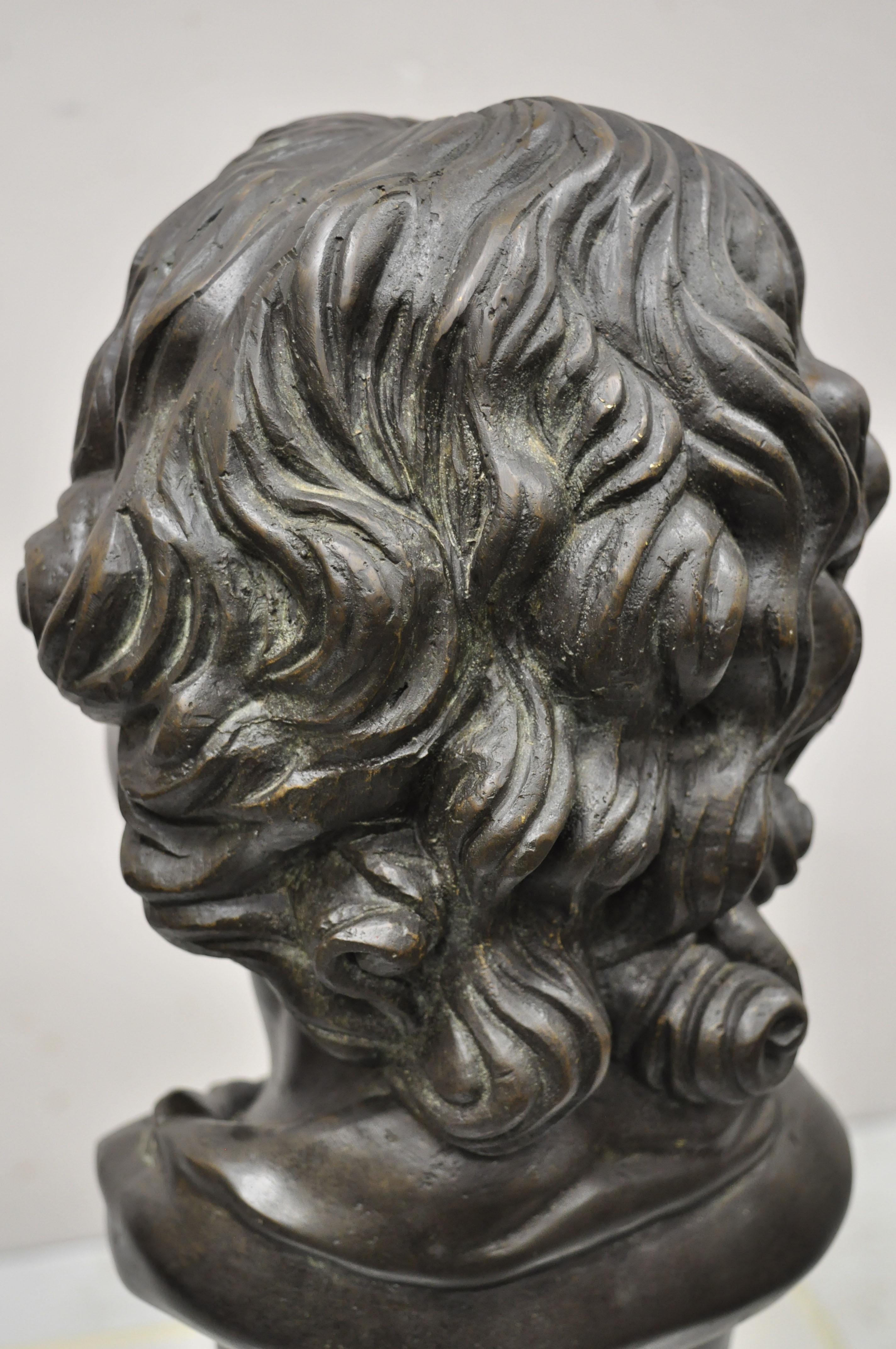Maitland Smith Bronze-Büstenkopf eines Jungen im viktorianischen Stil auf Marmorsockel im Angebot 1