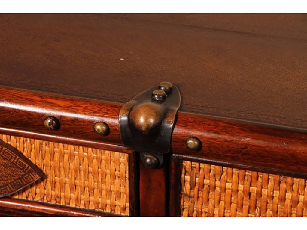 Maitland-Smith Three-Part Rattan Desk in the Form of Travel Trunk 1