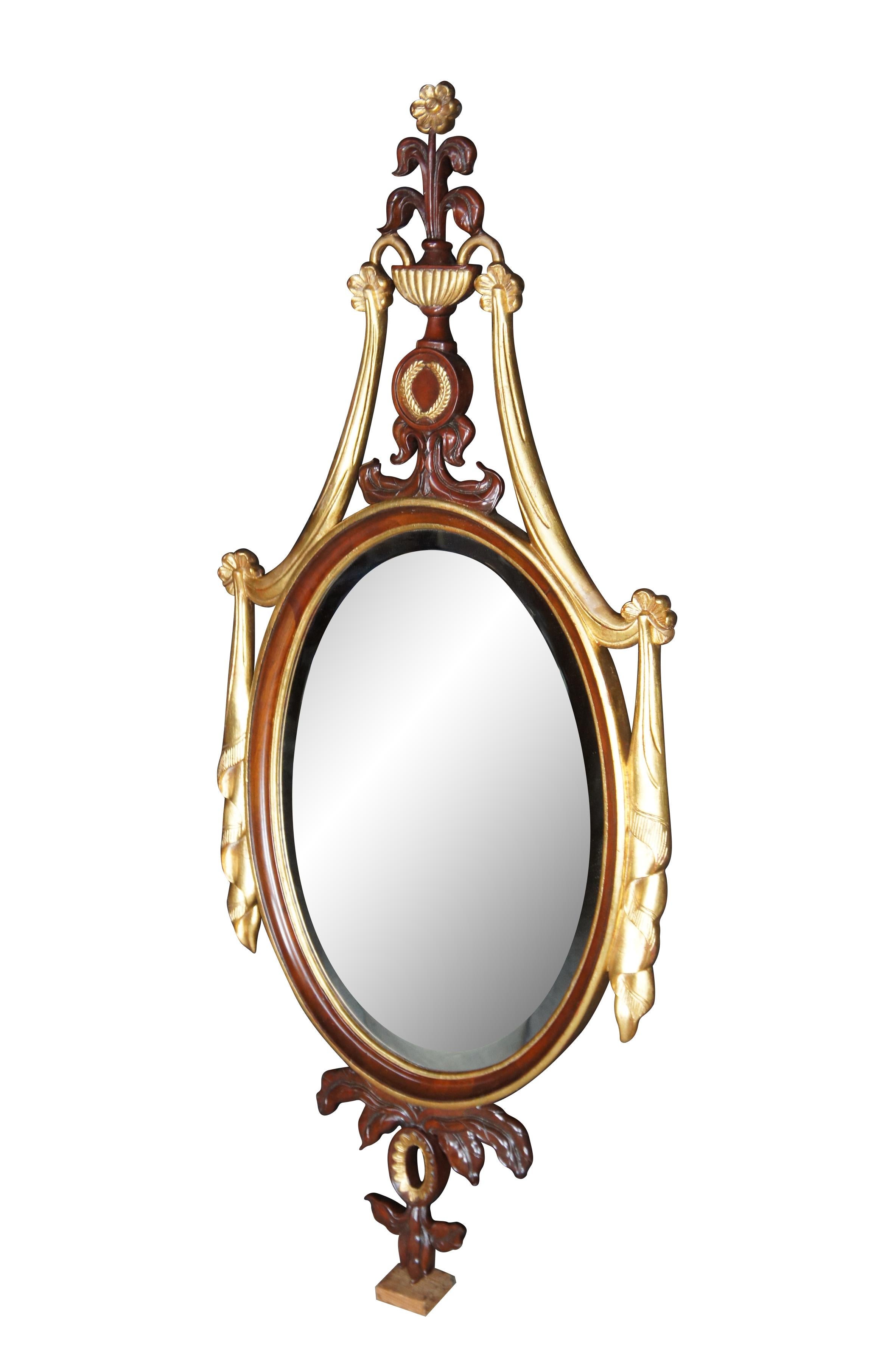 Style Adam Maitland Smith Adams Style Parcel Gilt Neoclassical Carved Mahogany Mirror 58