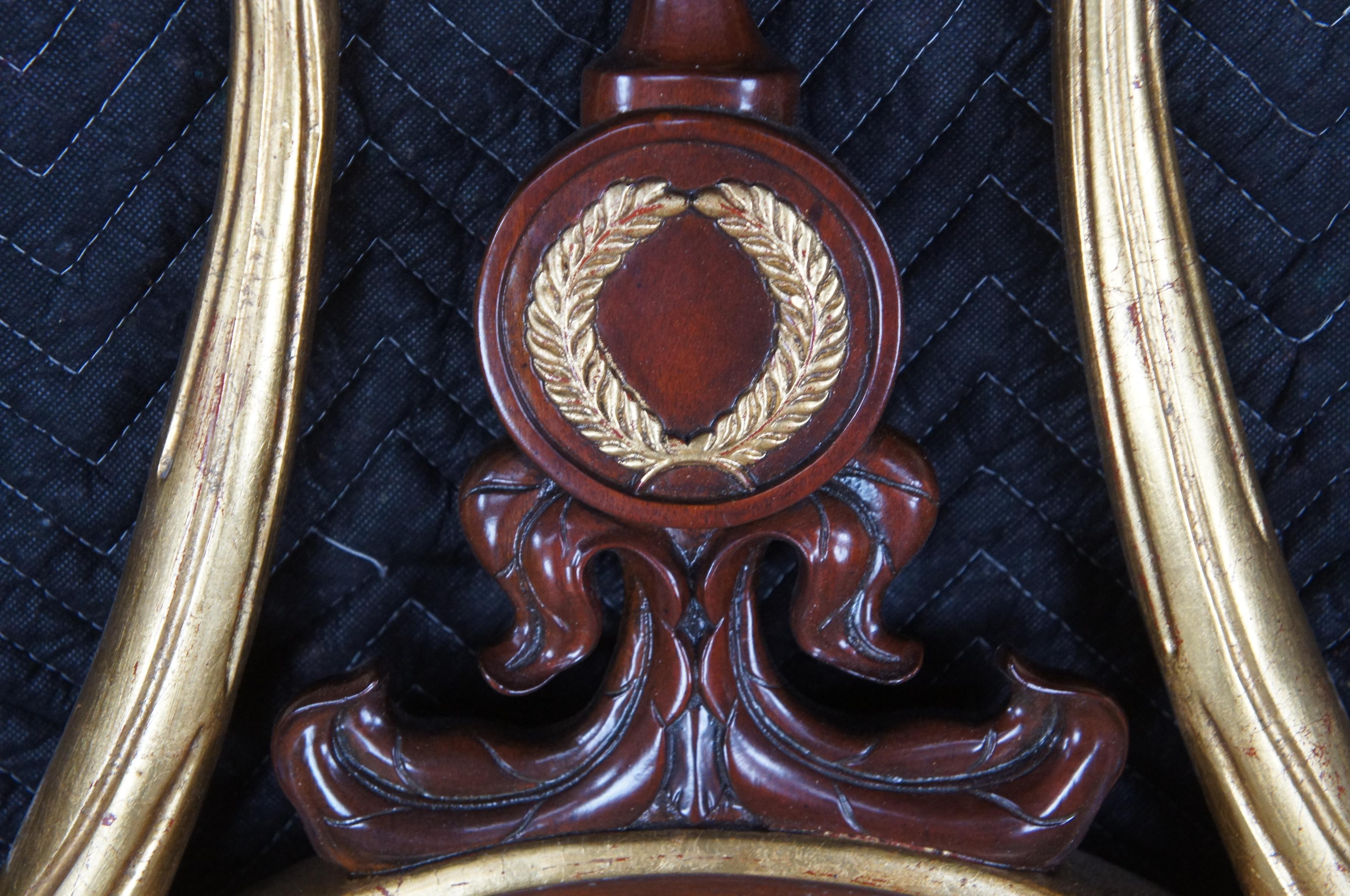 Miroir Maitland Smith Adams Style Parcel Gilt Neoclassical Carved Mahogany Mirror 58