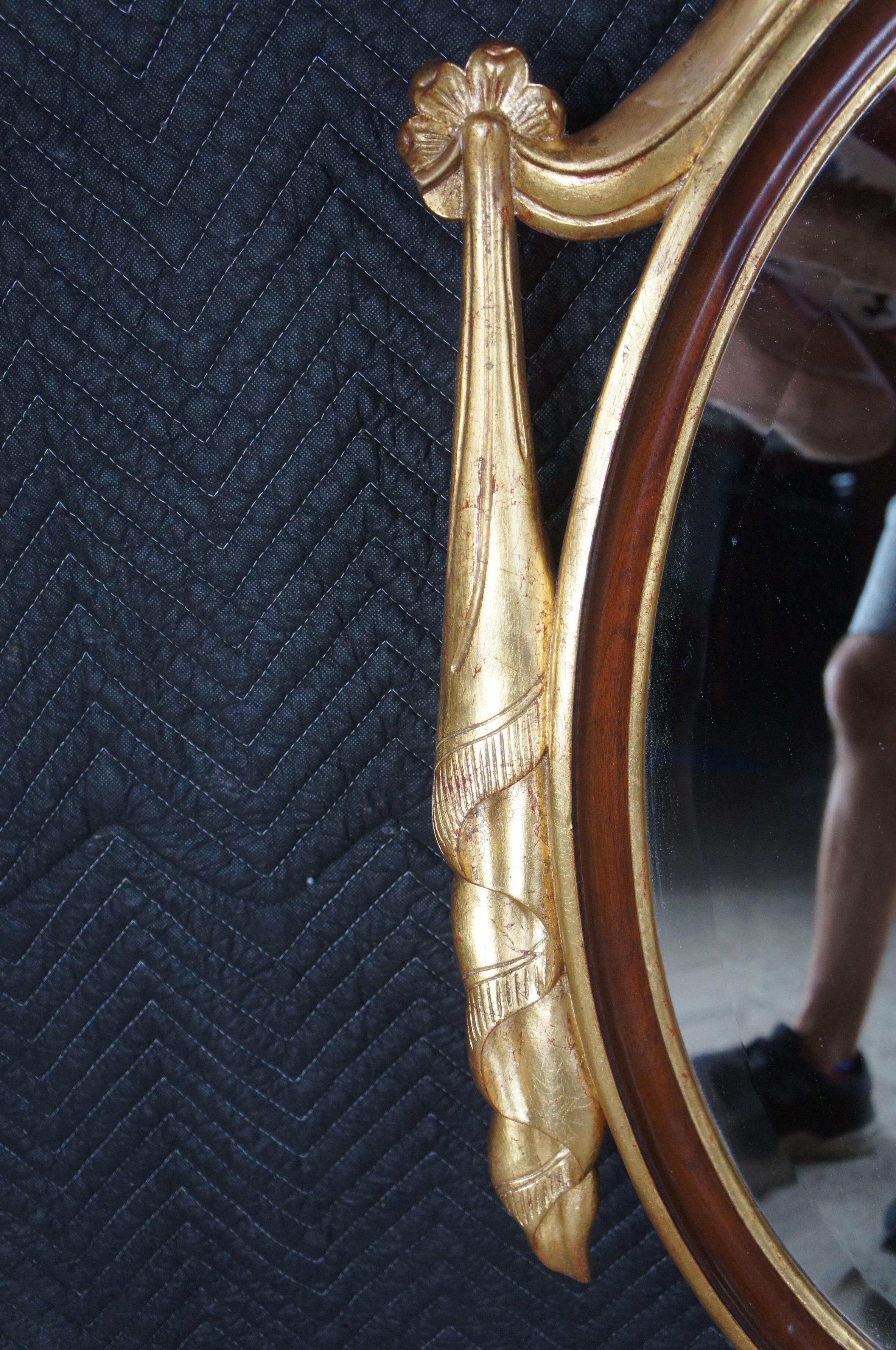 Maitland Smith Adams Style Parcel Gilt Neoclassical Carved Mahogany Mirror 58