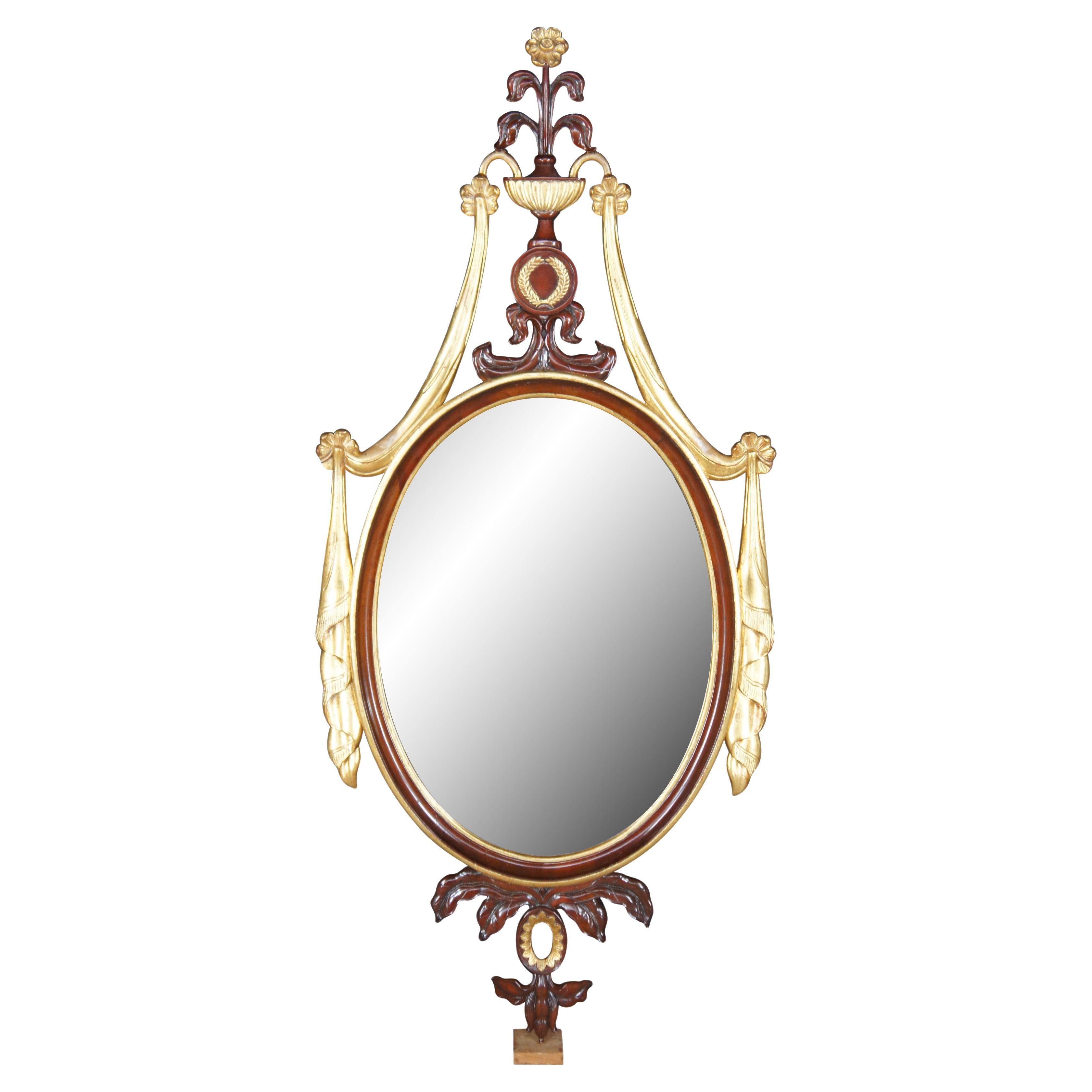 Maitland Smith Adams Style Parcel Gilt Neoclassical Carved Mahogany Mirror 58"