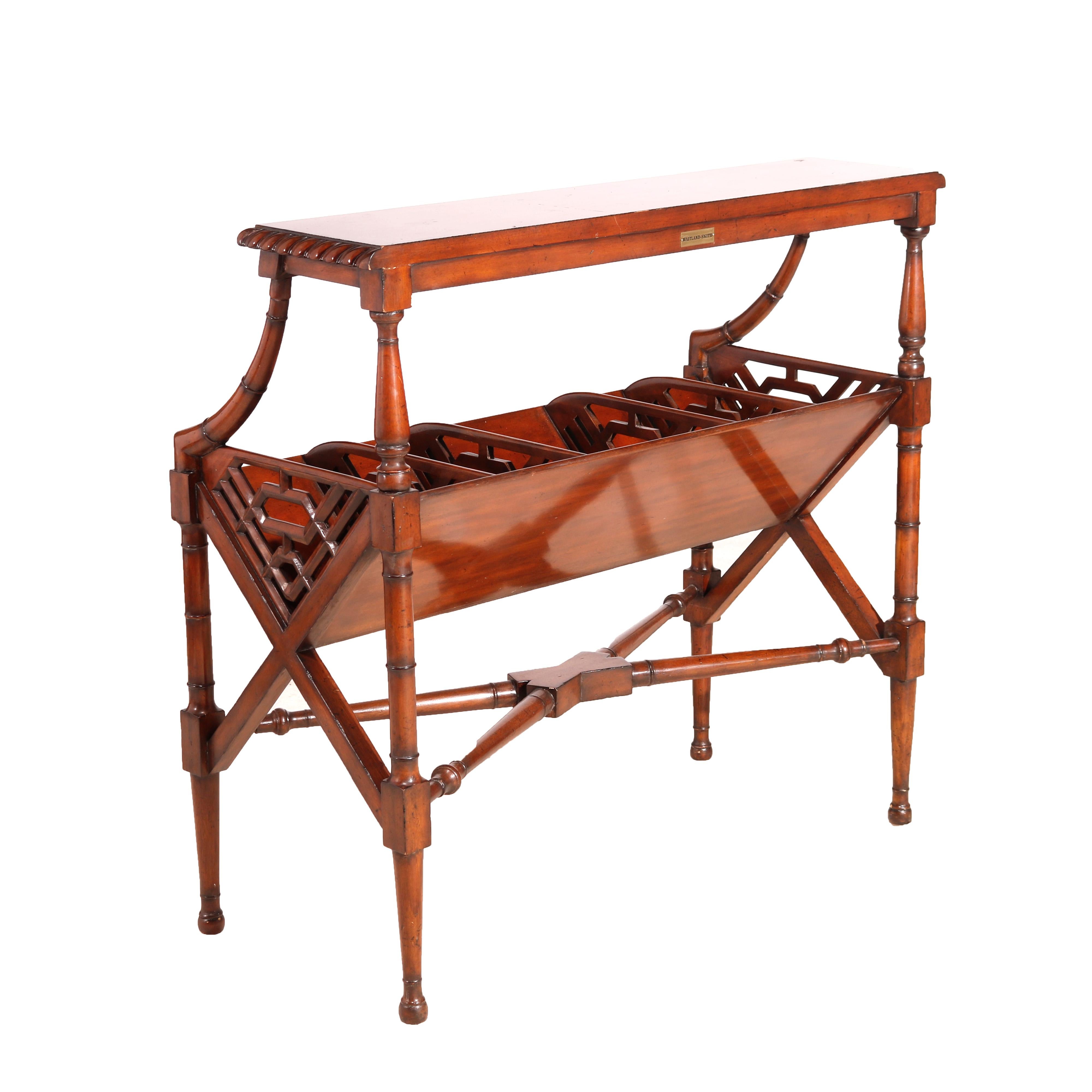 Maitland Smith Aesthetic Carved Mahogany Bamboo Form Book Stand, 20th Century In Good Condition In Big Flats, NY