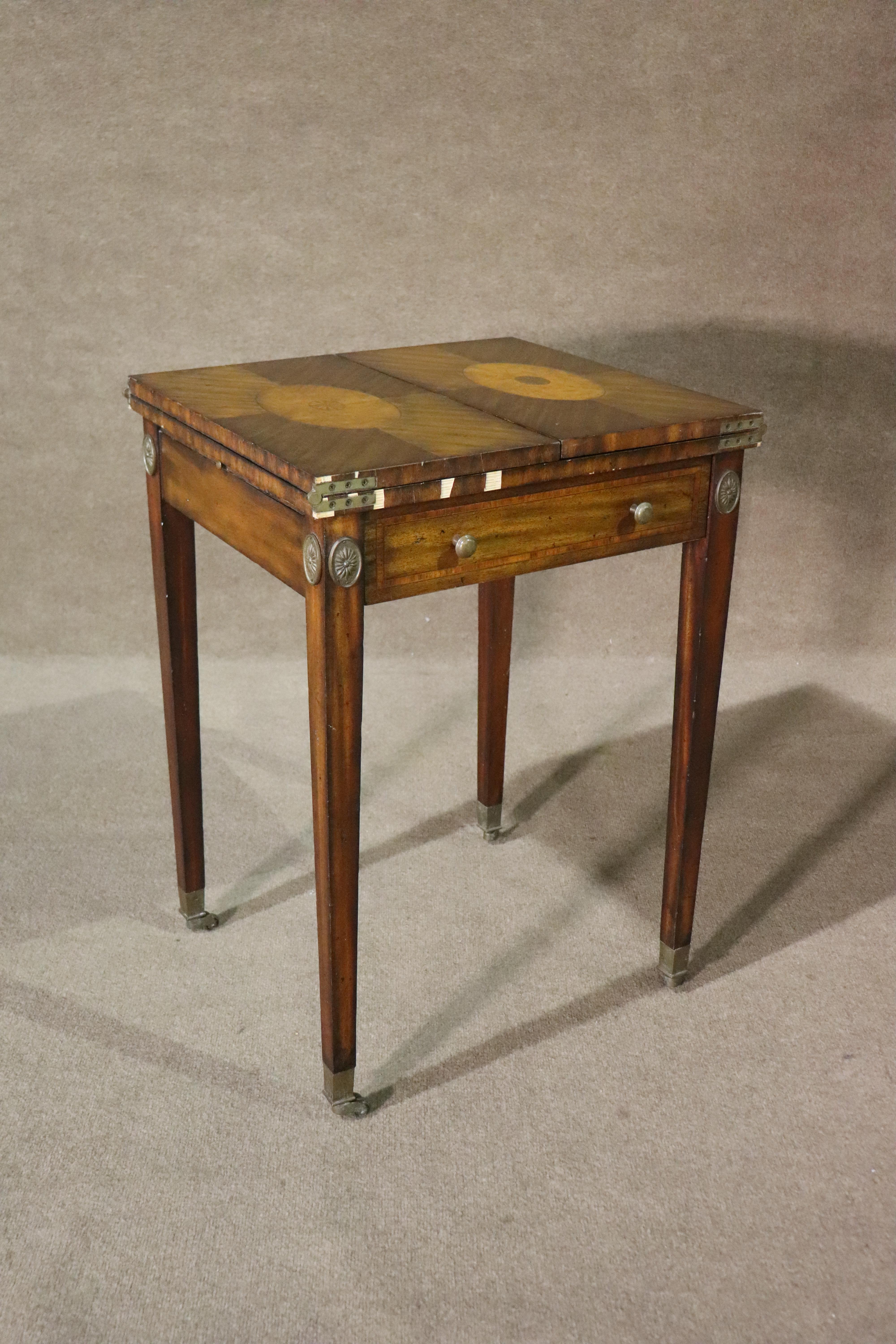 Inlay Maitland Smith Antique Expanding End Table For Sale