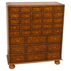 Maitland Smith Apothecary Cabinet, Tooled Leather Wrapped Case