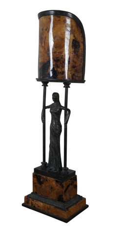 Maitland Smith Art Deco Figural Bronze Female & Penshell Table Lamp 25"