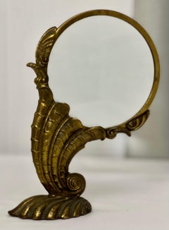 Maitland Smith Art Nouveau Style Large Standing Brass Nautilus Magnifying Glass