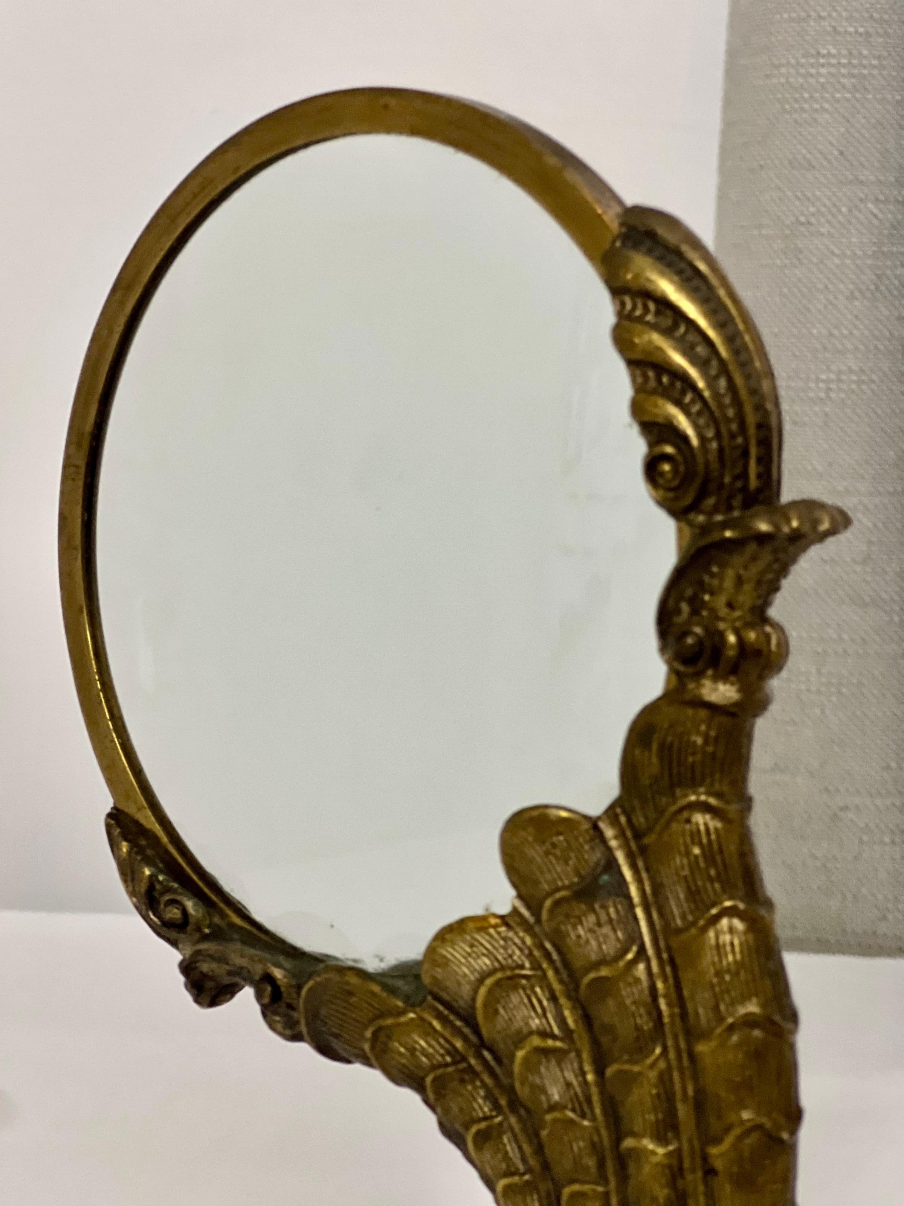 Maitland Smith Art Nouveau Style Large Standing Brass Nautilus Magnifying Glass For Sale 2