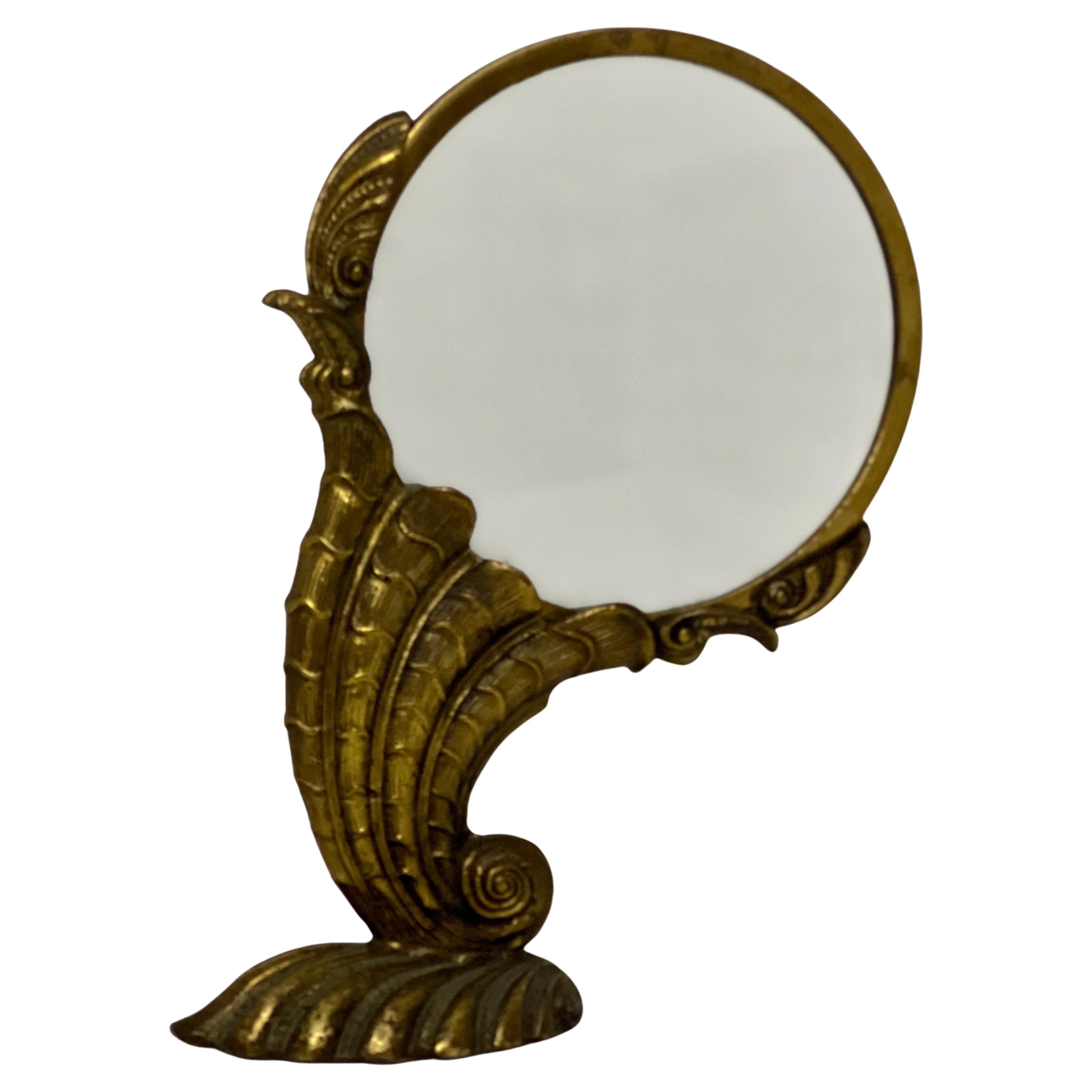 Maitland Smith Art Nouveau Style Large Standing Brass Nautilus Magnifying Glass For Sale