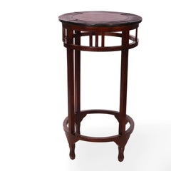 Maitland Smith Arts & Crafts Style Mahogany & Leather High-Top Table, 20th C