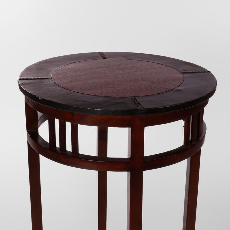 Maitland Smith Arts and Crafts Style Mahogany and Leather HighTop