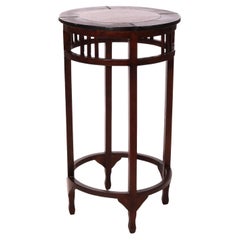Maitland Smith Arts & Crafts Style Mahogany & Leather High-Top Table, 20th C