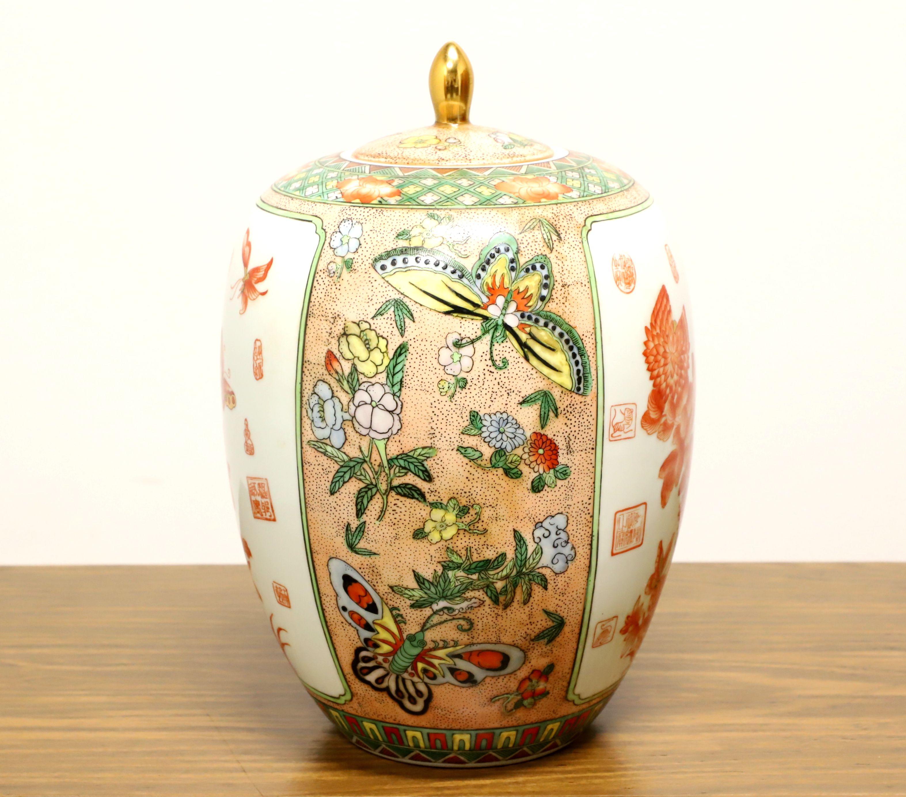 Maitland Smith Asian Chinoiserie Porcelain Ginger Jar In Good Condition In Charlotte, NC