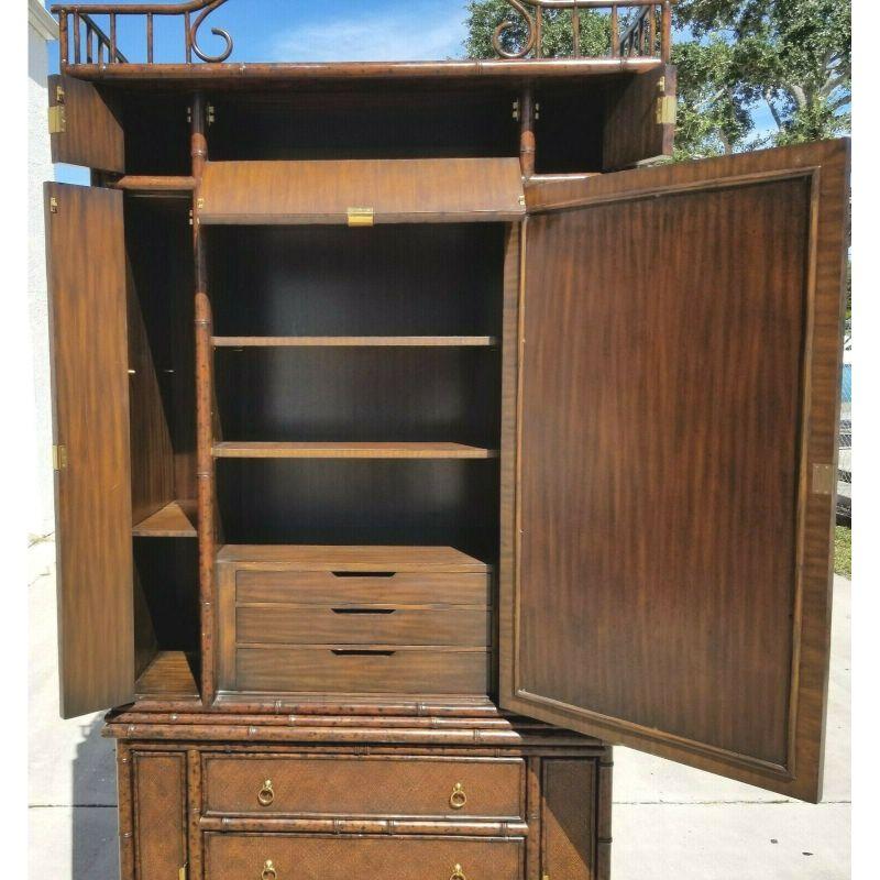 For FULL item description be sure to click on CONTINUE READING at the bottom of this listing.

Offering One Of Our Recent Palm Beach Estate Fine Furniture Acquisitions Of A 
2 Piece Maitland Smith Asian Chinoiserie Wardrobe Armoire with Faux