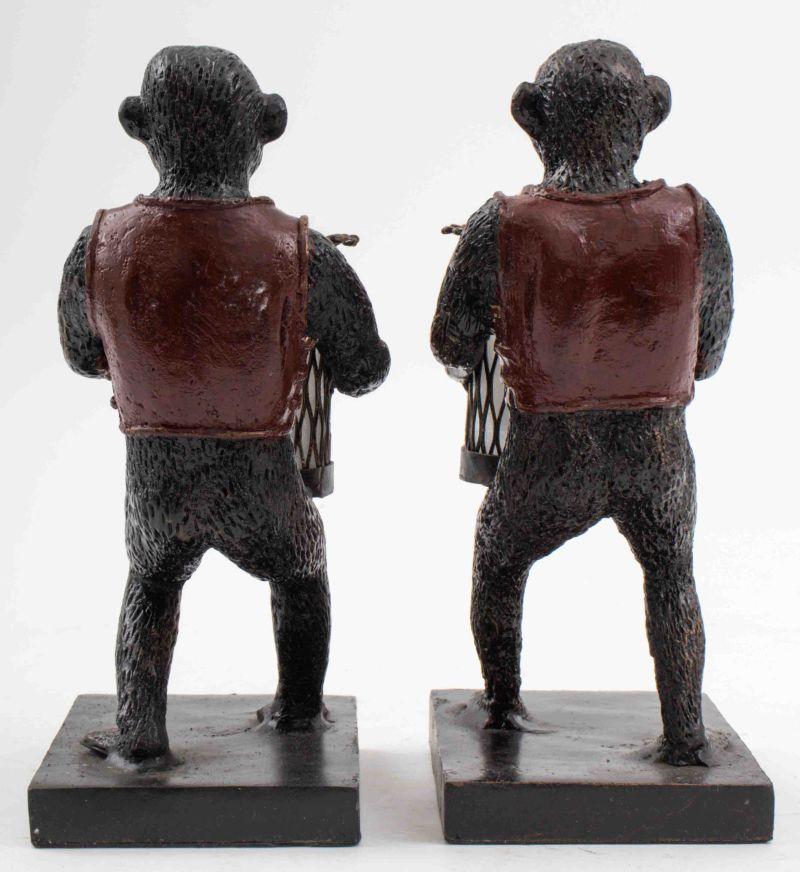 Cast Maitland Smith Attr. Monkey Candleholders, Pair