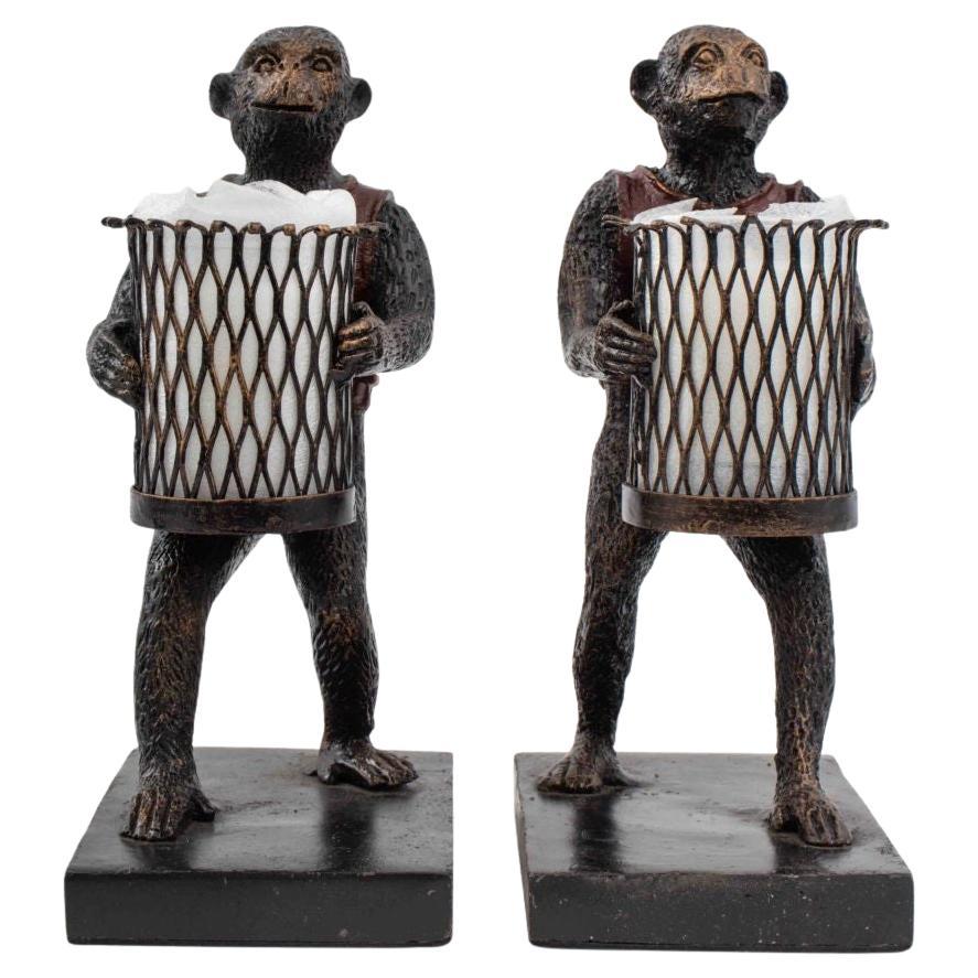 Maitland Smith Attr. Bougeoirs en forme de singe, paire