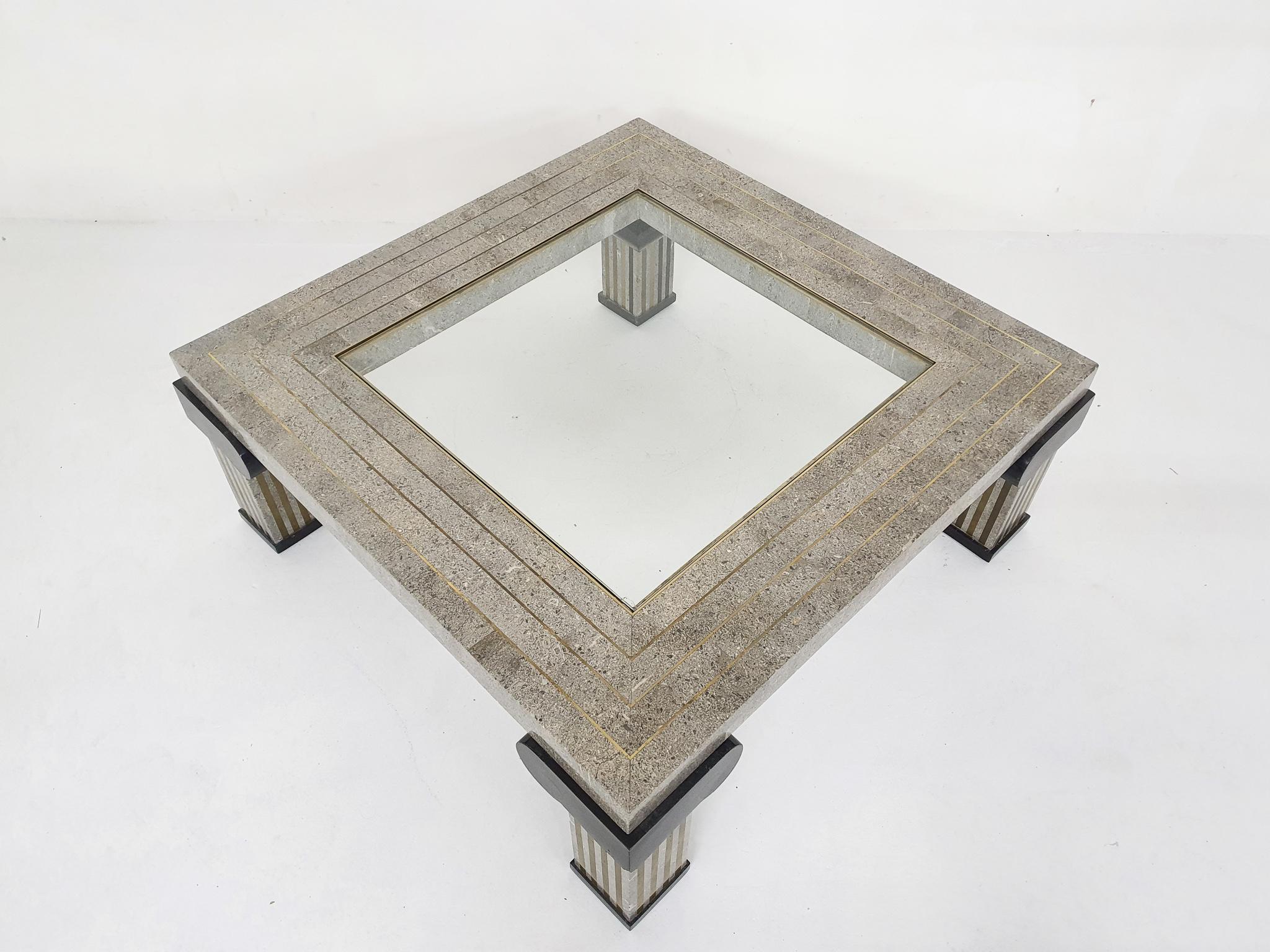 European Maitland Smith Attrb. Tesselated Coffee Table, U.S.A, 1980's For Sale