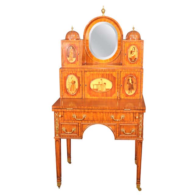 Maitland Smith Tesselated Stone Desk with Bronze Inlay at 1stDibs
