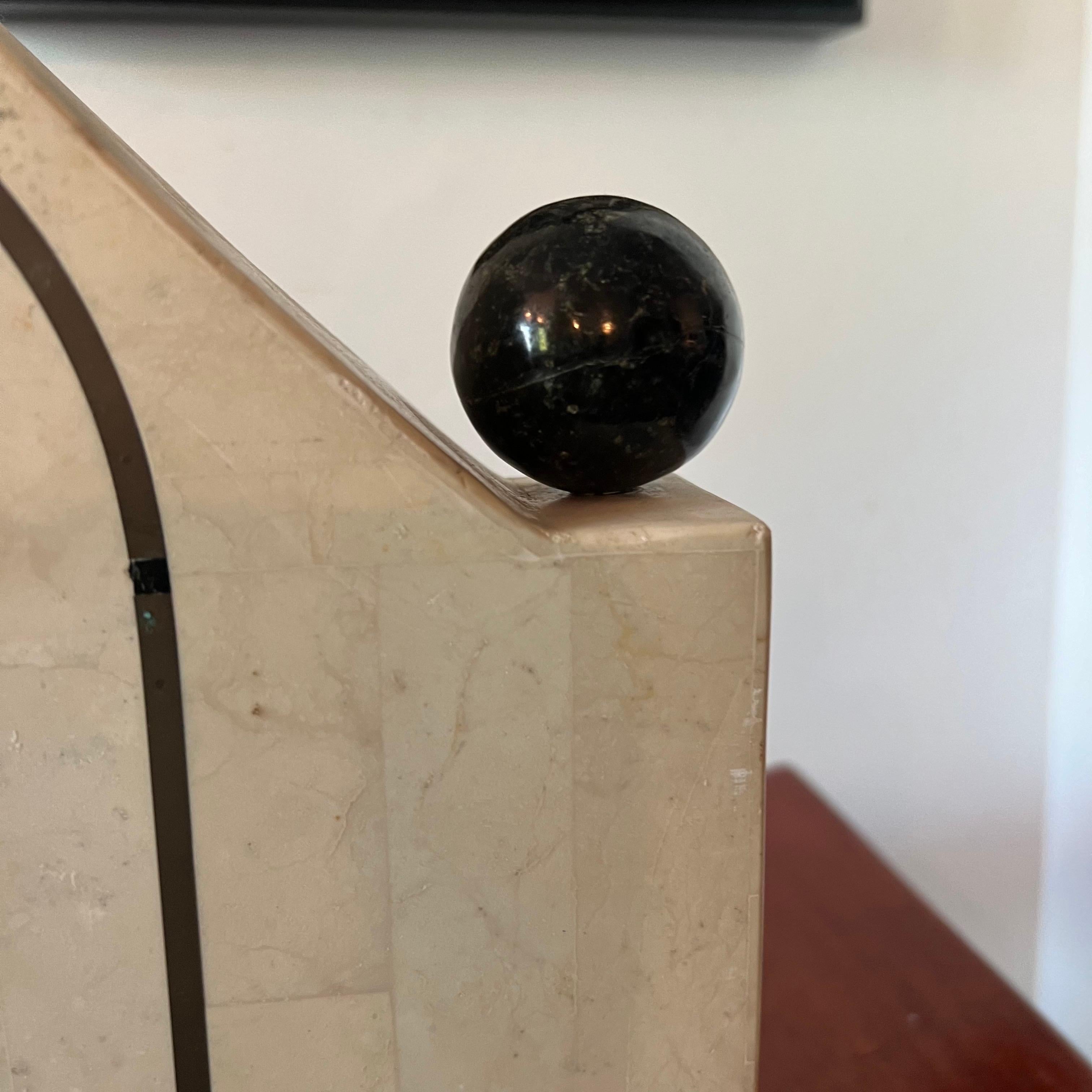 Post-Modern Maitland-Smith Attributed Stone and Marble Clock For Sale