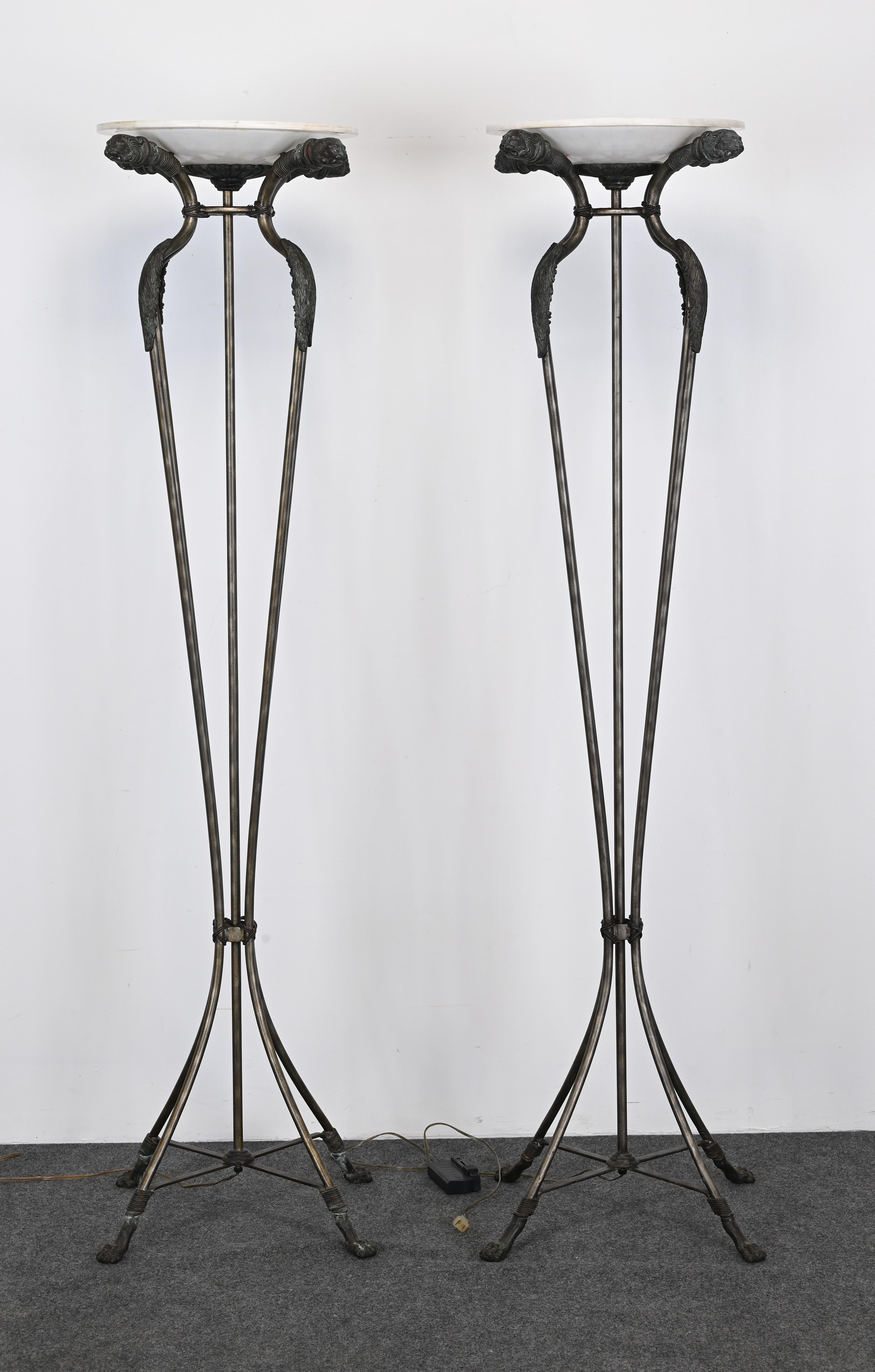 Torchères tessellées et en bronze attribuées à Maitland Smith, années 1990  en vente 2
