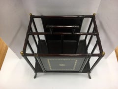 Maitland-Smith Bamboo and Leather Large Magazine Rack Newspaper Holder