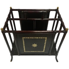 Maitland-Smith Bamboo and Leather Large Magazine Rack Newspaper Holder