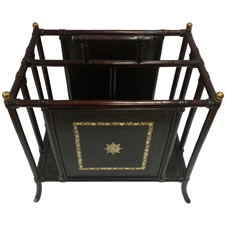 Maitland Smith Bamboo And Leather Large Rack Newspaper Maitland Smith Bamboo And Leather Large Rack Newspaper Holder For