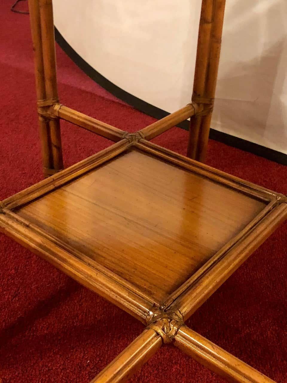 Late 20th Century Maitland Smith Style Bamboo Form Octagonal End or Side Table with Bevelled Glass