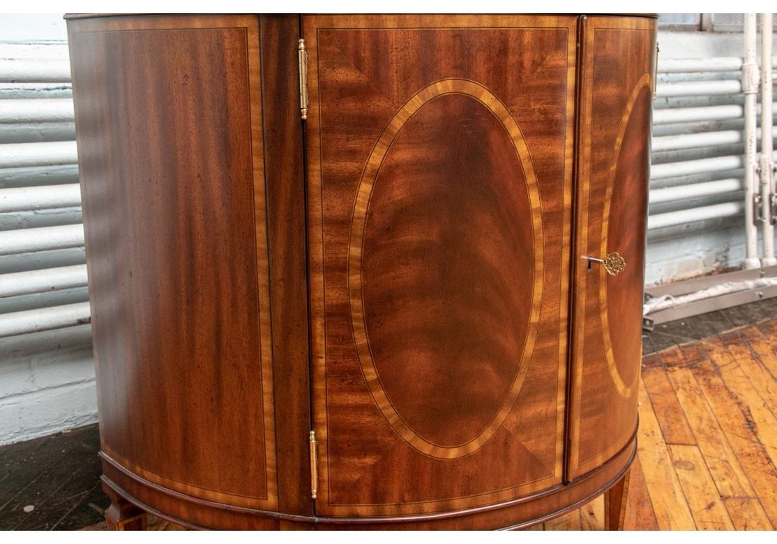 Mahogany Maitland-Smith Banded Demilune Cabinet