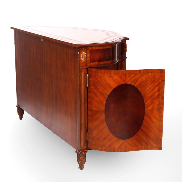 Maitland Smith Banded & Inlaid Sideboard with Tooled Leather Top 20th C For Sale 6