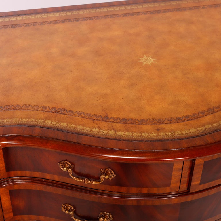 Maitland Smith Banded & Inlaid Sideboard with Tooled Leather Top 20th C For Sale 2