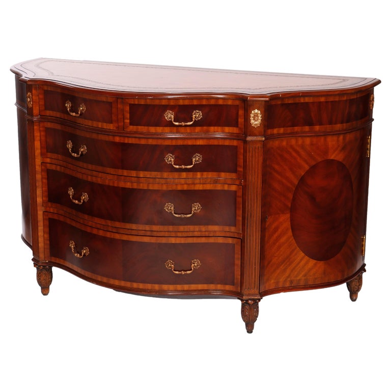 Maitland Smith Banded & Inlaid Sideboard with Tooled Leather Top 20th C For Sale