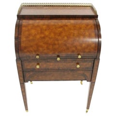 Vintage Maitland Smith Barrel Top Burled Wood Secretary Desk