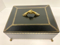 Maitland Smith Black Leather Footed Box