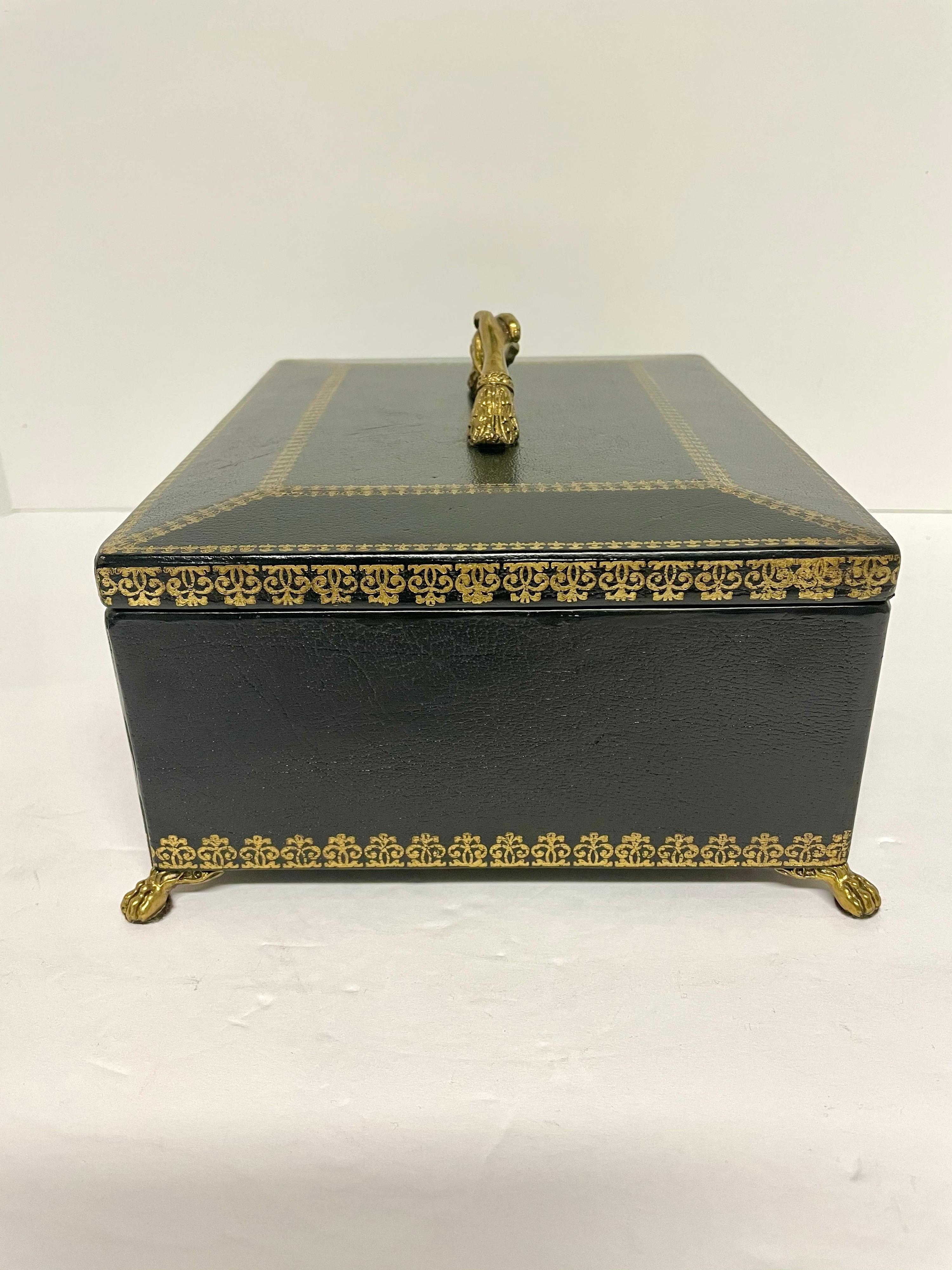 Maitland Smith Black Leather Footed Box 1