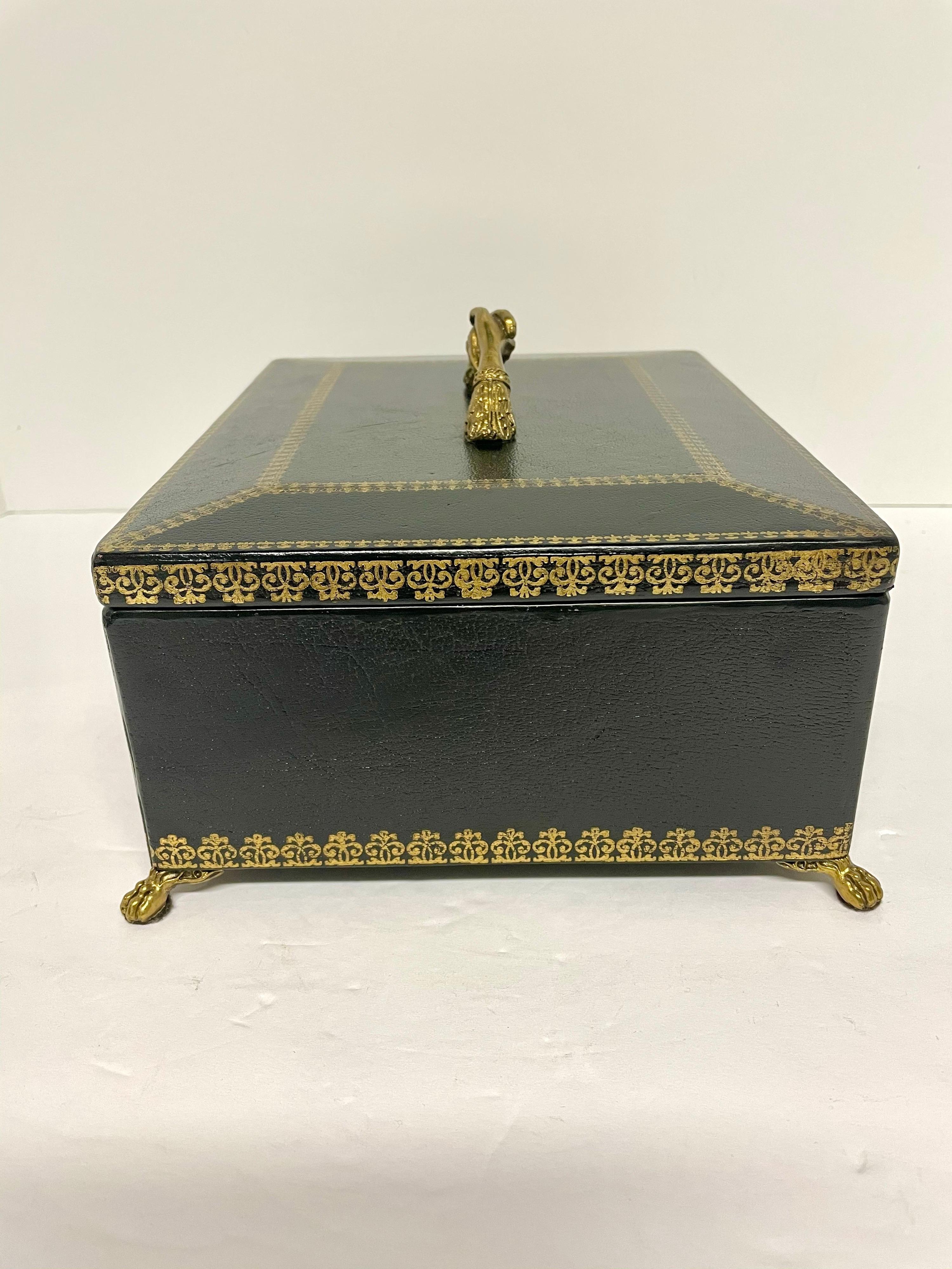Maitland Smith Black Leather Footed Box 2