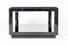 Maitland Smith Black Shell Side Table with Brass Inlay